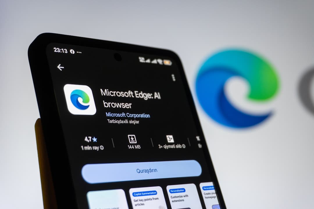 Microsoft edge browser app on a smartphone screen.