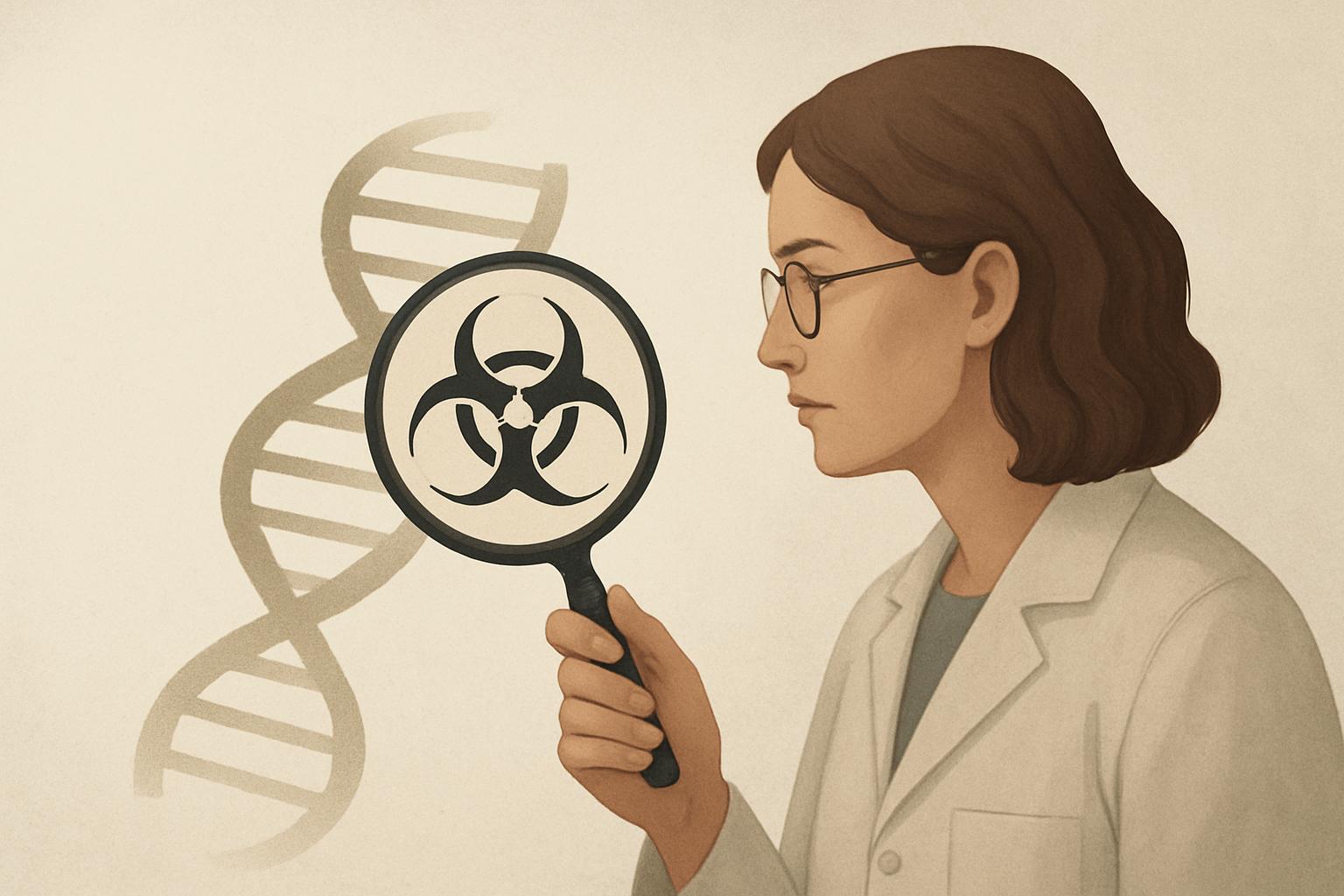 Editorial illustration about David Bellamy, accompanying the article "AI cannot autonomously create bioweapons, experts say"