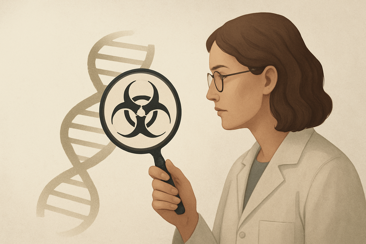 Editorial illustration about David Bellamy, accompanying the article "AI cannot autonomously create bioweapons, experts say"